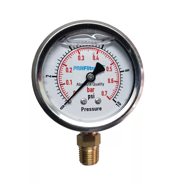 PRESSURE GAUGE 0-10 BAR/PSI 2.5'' SS GLYCERINE FIL