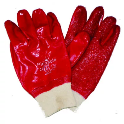 PINNACLE PVC GLOVES KNITWRIST RED SIZE10 EN388 313